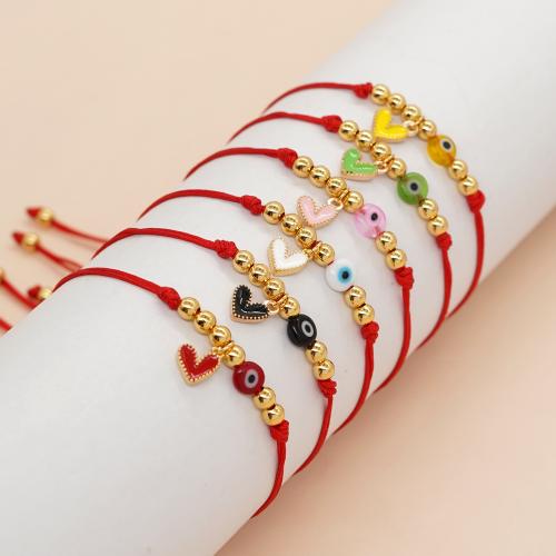 Evil Eye Jewelry Bracelet, Zinc Alloy, with Wax Cord, gold color plated, evil eye pattern & for woman & enamel 