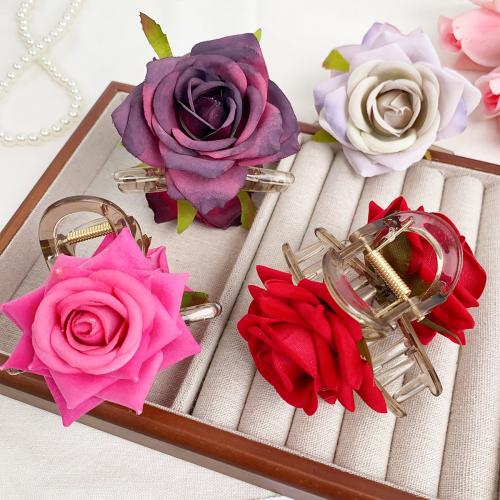 Hair Claw Clips, Plastic, Rose, handmade & for woman 