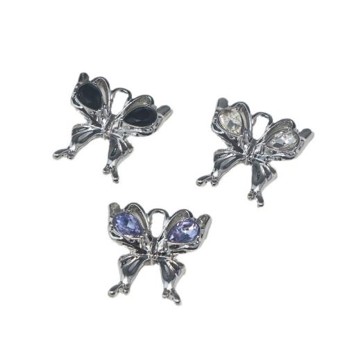 Zinc Alloy Rhinestone Pendants, Butterfly, plated, DIY & with rhinestone 