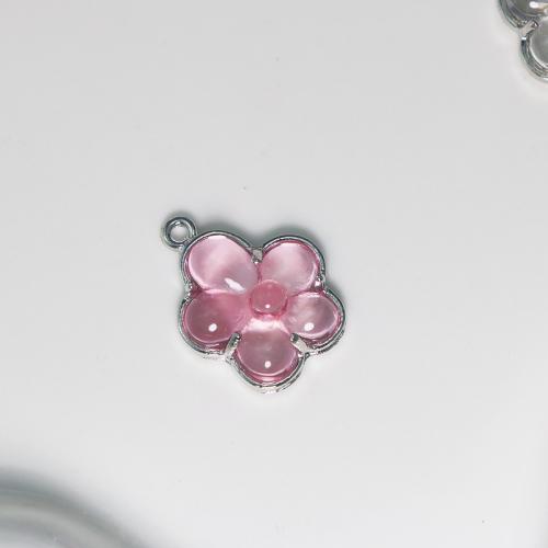 Resin Zinc Alloy Pendants, with Resin, petals, plated, DIY 