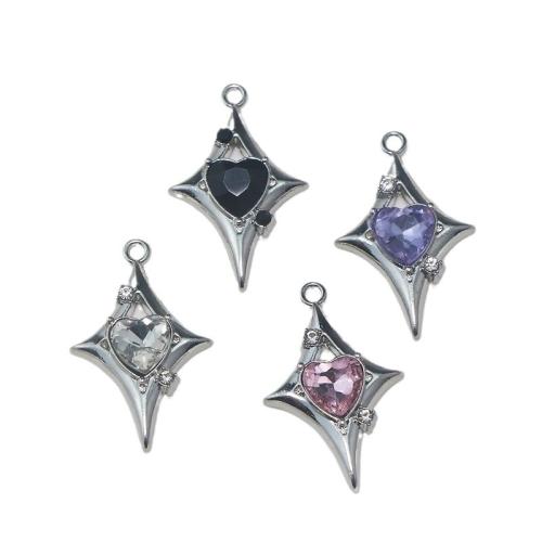 Zinc Alloy Rhinestone Pendants, plated, DIY & with rhinestone 