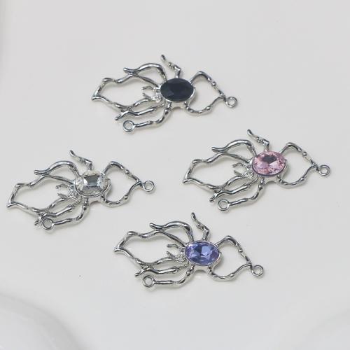 Rhinestone Zinc Alloy Connector, Spider, plated, DIY & with rhinestone 