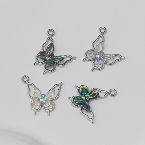 Zinc Alloy Enamel Pendants, Butterfly, plated, DIY 