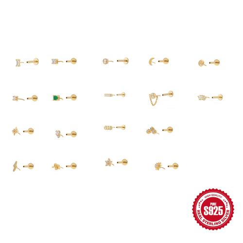 Plata de ley 925 pendiente de perforación, unisexo & diferentes estilos para la opción & micro arcilla de zirconia cúbica, 8mm, Vendido por UD