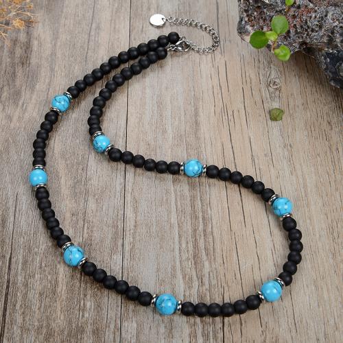 Gemstone Necklaces, Natural Stone, with 304 Stainless Steel, fashion jewelry & Unisex Approx 45 cm 