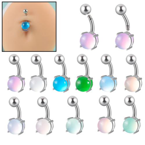 Stainless Steel Belly Ring, 304 Stainless Steel, with Plastic, Unisex 