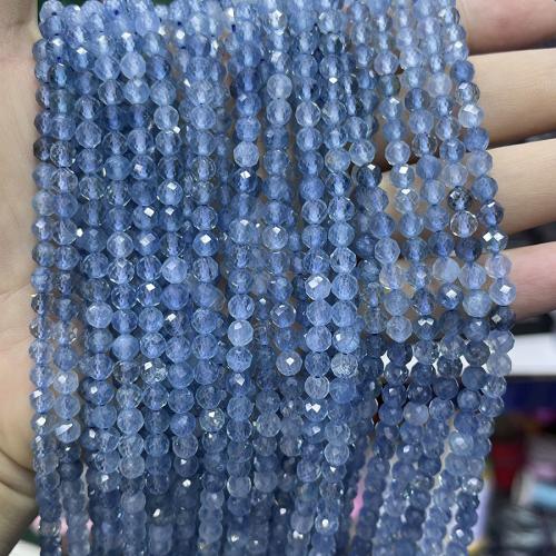 Aquamarine Beads, Round, fashion jewelry & DIY & faceted, sea blue, 5mm Approx 38 cm 