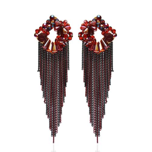 Fashion Fringe Earrings, Kristall, mit Eisen, QuasteTroddel, plattiert, Modeschmuck & für Frau, mehrere Farben vorhanden, 30x100mm, verkauft von Paar