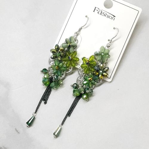 Moda flecos pendientes, Cristal, con fundición, Flor, chapado, Joyería & para mujer, más colores para la opción, 20x95mm, Vendido por Par