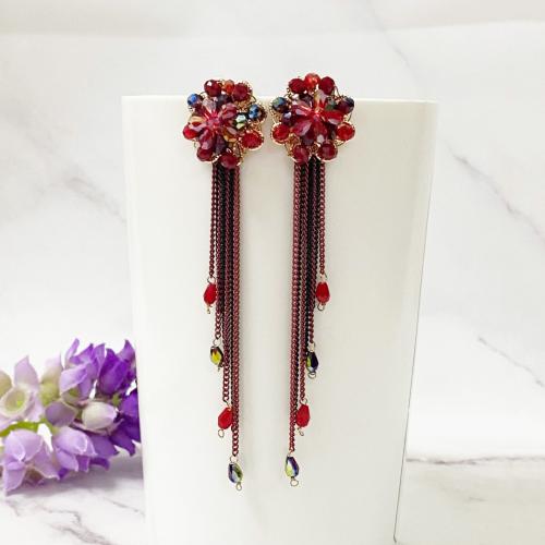 Fashion Fringe Earrings, Kristall, mit Eisen, QuasteTroddel, plattiert, Modeschmuck & für Frau, mehrere Farben vorhanden, 20x95mm, verkauft von Paar