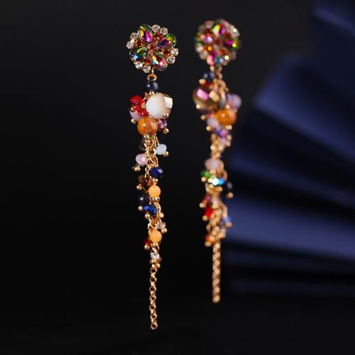 Pendientes Gota de Cristal, con metal, chapado, Joyería & para mujer, más colores para la opción, 15x93mm, Vendido por Par