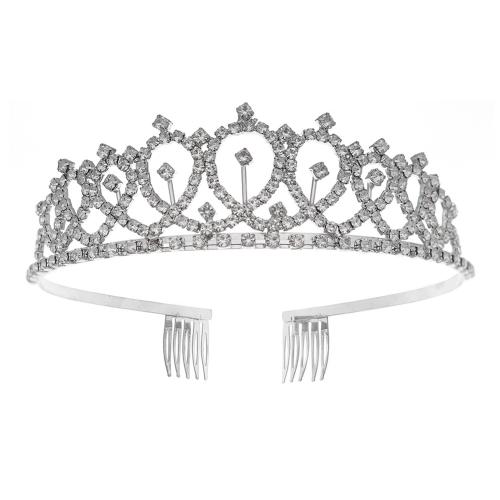 Tiaras nupciales, aleación de zinc, Joyería & para mujer & con diamantes de imitación, dorado, Vendido por UD