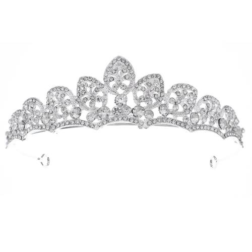 Tiaras nupciales, aleación de zinc, Joyería & para mujer & con diamantes de imitación, plateado, Vendido por UD