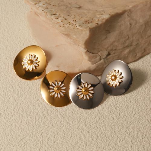 Stainless Steel Stud Earring, 304 Stainless Steel, Vacuum Ion Plating, fashion jewelry & for woman & enamel 