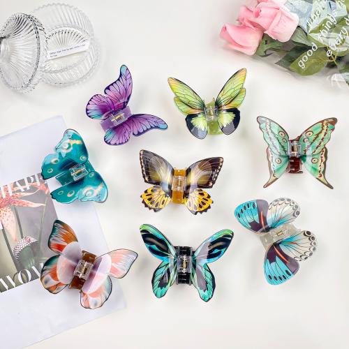 Hair Claw Clips, Acrylic, Butterfly, handmade & for woman 