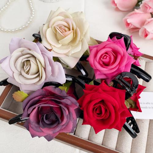 Hair Claw Clips, Plastic, Rose, handmade & for woman 