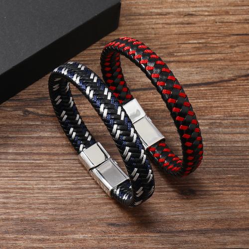 PU Leather Cord Bracelets, Zinc Alloy, with leather cord & PU Leather, Unisex [