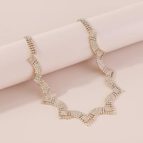 Rhinestone Zinc Alloy Necklace, fashion jewelry & for woman & with rhinestone Approx 40-54 cm [