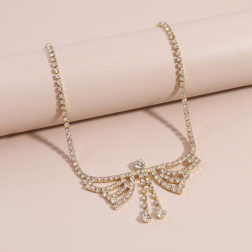 Rhinestone Zinc Alloy Necklace, fashion jewelry & for woman & with rhinestone Approx 42-52 cm [