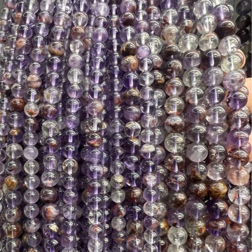 Perles en Quartz de fantôme, Purple-Phantom-Quartz, Rond, bijoux de mode & DIY & normes différentes pour le choix, couleurs mélangées Environ 38 cm, Vendu par brin