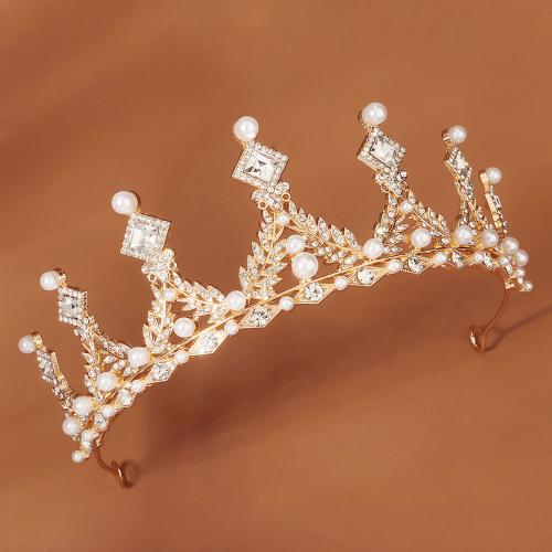 Tiaras nupciales, aleación de zinc, con Perlas plásticas, Joyería & para mujer & con diamantes de imitación, más colores para la opción, Vendido por UD