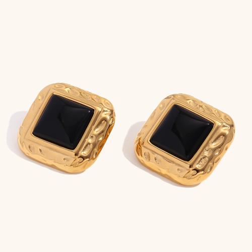 Edelstahl Stud Ohrring, 304 Edelstahl, mit Acryl, 18K vergoldet, Modeschmuck & für Frau, goldfarben, 30.3mm, verkauft von Paar