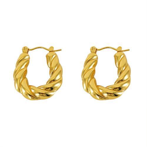 Boucle d'oreille en acier inoxydable Dangle, Acier inoxydable 304, Plaqué or 18K, bijoux de mode & pour femme, doré, 20mm, Vendu par paire