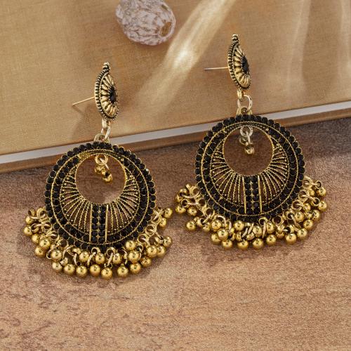 Zinc Alloy Rhinestone Stud Earring, plated, for woman & with rhinestone & hollow 