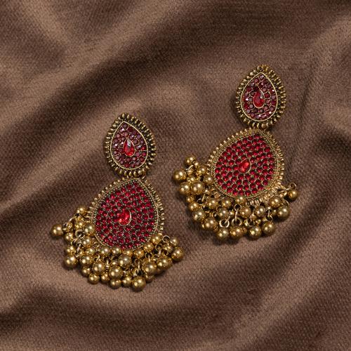 Zinc Alloy Rhinestone Stud Earring, plated, fashion jewelry & for woman & with rhinestone 