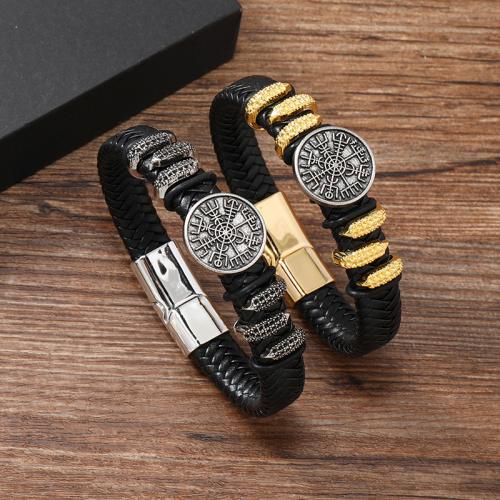 PU Leather Cord Bracelets, Zinc Alloy, with Magnet & PU Leather, for man 