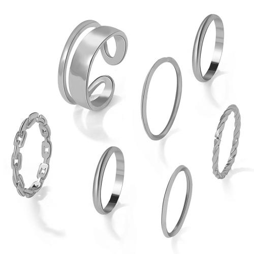 Zink-Legierung Ring Set, Zinklegierung, plattiert, 7 Stück & für Frau, keine, verkauft von setzen[