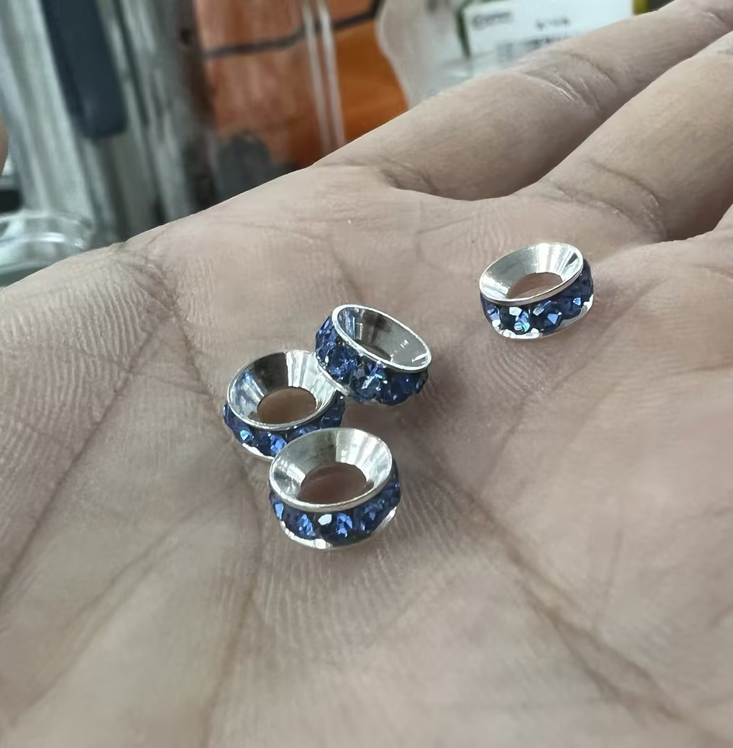 ラインス トーンのスペーサー, 銅, 円形, メッキ, ライン石のある, 無色, 7x3mm, 穴:約 4mm, 500パソコン/バッグ, 売り手 バッグ