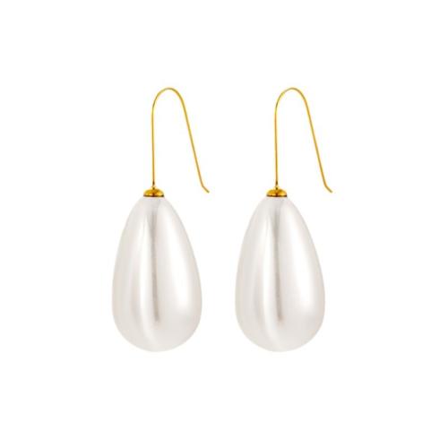 Boucles d'oreilles en acier titane, avec perle de plastique, Placage ionique sous vide, styles différents pour le choix & pour femme, plus de couleurs à choisir, Vendu par paire