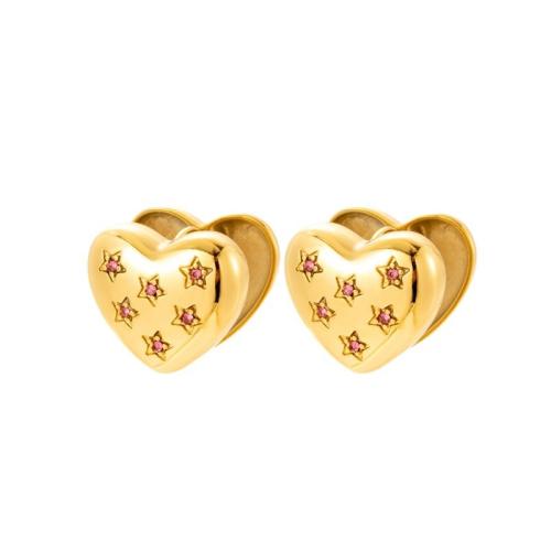 Boucles d'oreilles en acier titane, Placage ionique sous vide, styles différents pour le choix & pavé de micro zircon & pour femme, plus de couleurs à choisir, Vendu par paire