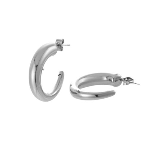 Boucles d'oreilles en acier titane, Placage ionique sous vide, styles différents pour le choix & pour femme, argent, Vendu par paire