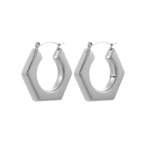 Boucles d'oreilles en acier titane, Placage ionique sous vide, styles différents pour le choix & pour femme, argent, Vendu par paire