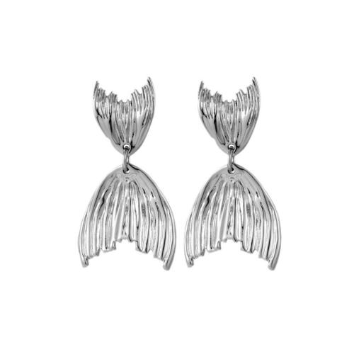 Boucles d'oreilles en acier titane, Placage ionique sous vide, styles différents pour le choix & pour femme, argent, Vendu par paire