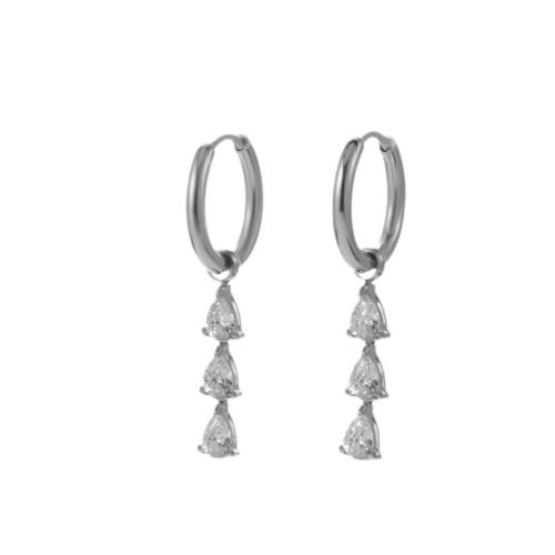 Boucles d'oreilles en acier titane, Placage ionique sous vide, styles différents pour le choix & pavé de micro zircon & pour femme, plus de couleurs à choisir, Vendu par paire