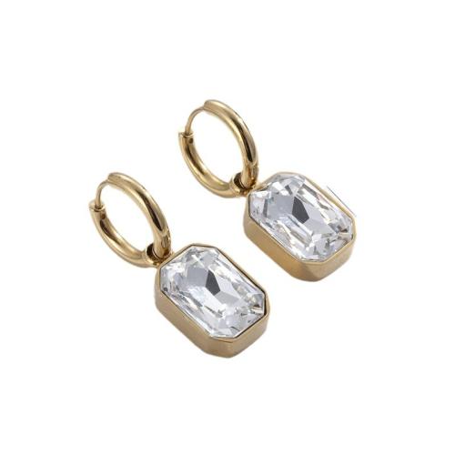 Boucles d'oreilles en acier titane, Placage ionique sous vide, styles différents pour le choix & pavé de micro zircon & pour femme, plus de couleurs à choisir, Vendu par paire