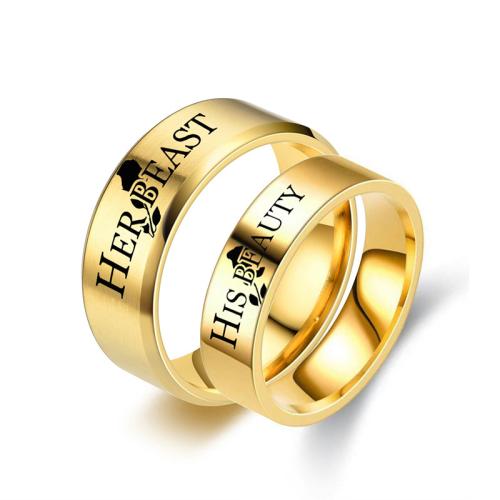 Titan Stahl Fingerring, Titanstahl, unisex & verschiedene Größen vorhanden & verschiedene Stile für Wahl, goldfarben, verkauft von PC