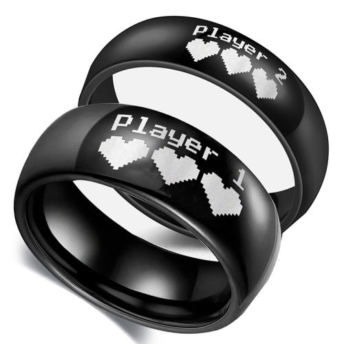 Titan Stahl Fingerring, Titanstahl, Handpoliert, unisex & verschiedene Größen vorhanden & verschiedene Stile für Wahl, schwarz, verkauft von PC