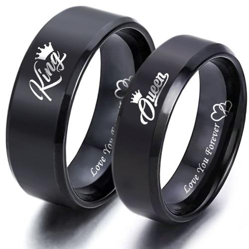 Edelstahl Fingerring, 304 Edelstahl, Handpoliert, unisex & verschiedene Größen vorhanden & verschiedene Stile für Wahl, schwarz, verkauft von PC