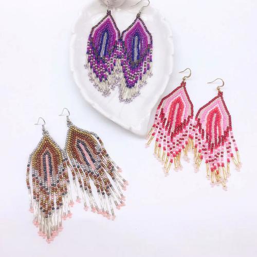 Zinc Alloy Drop Earring, with Seedbead, for woman 