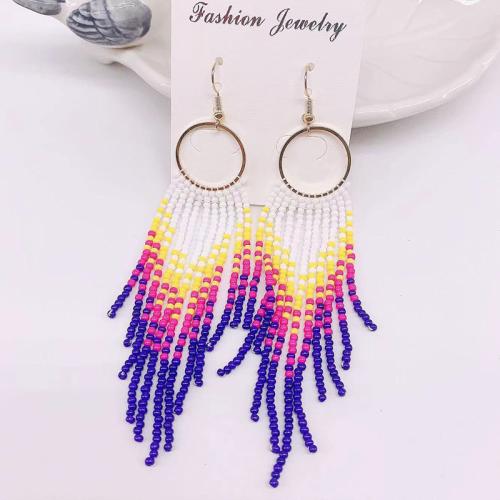 Zinc Alloy Drop Earring, with Seedbead, for woman 