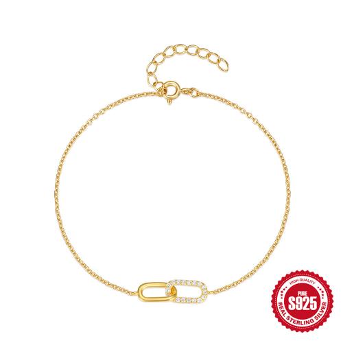 Plata de ley 925 Pulsera, con 1.18inch extender cadena, Patrón Geométrico, micro arcilla de zirconia cúbica & para mujer, más colores para la opción, longitud:aproximado 6.69 Inch, Vendido por UD