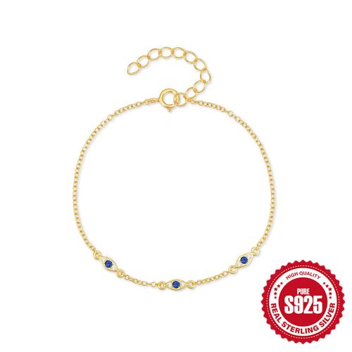 Cubic zirconia pavimenta la pulsera de plata de ley, Plata de ley 925, con 1.18inch extender cadena, chapado en color dorado, micro arcilla de zirconia cúbica & para mujer, longitud:aproximado 6.69 Inch, Vendido por UD