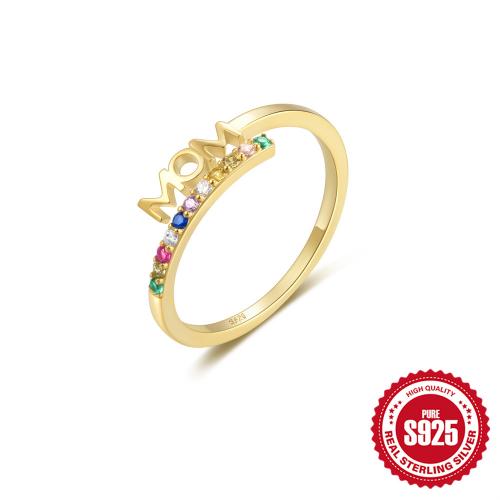 Plata de ley 925 Anillo de dedo Cuff, Carta del alfabeto, Joyería Día de la Madre & micro arcilla de zirconia cúbica & para mujer, más colores para la opción, tamaño:7, Vendido por UD[