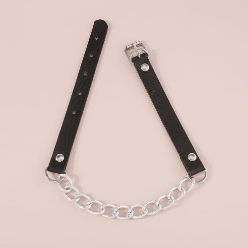 Mode Collier Choker, aluminium, avec cuir PU, bijoux de mode & pour femme, plus de couleurs à choisir Environ 45.5 cm, Vendu par PC