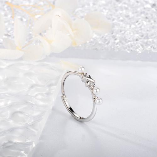 Anillo de dedo Zirconia Micro Pave Sterling Silver Cubic, Plata de ley 925, con Shell Pearl, Joyería & micro arcilla de zirconia cúbica & para mujer, más colores para la opción, tamaño:7, Vendido por UD[