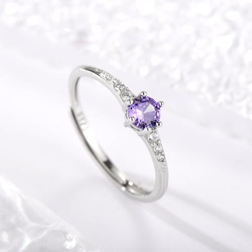 Anillo de dedo Zirconia Micro Pave Sterling Silver Cubic, Plata de ley 925, Joyería & micro arcilla de zirconia cúbica & para mujer, más colores para la opción, Vendido por UD[